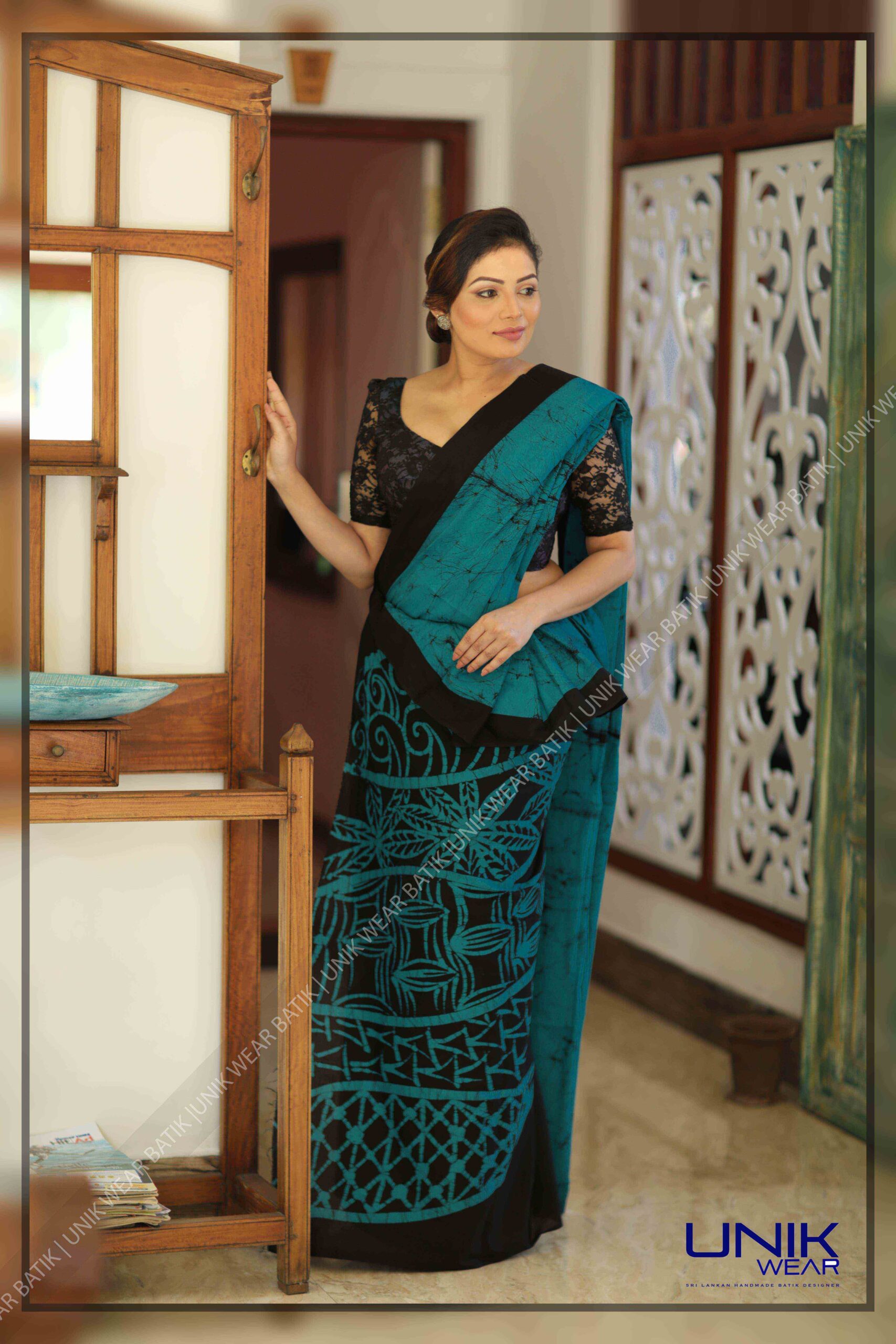 SRI LANKAN HANDMADE COTTON BATIK SAREE 2123 UnikWear.lk