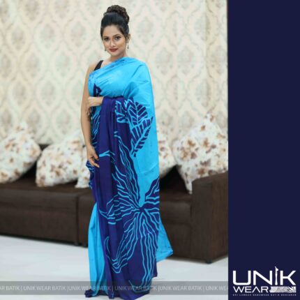 BLUE COLOR SRI LANKAN HANDMADE COTTON BATIK SAREE 2135