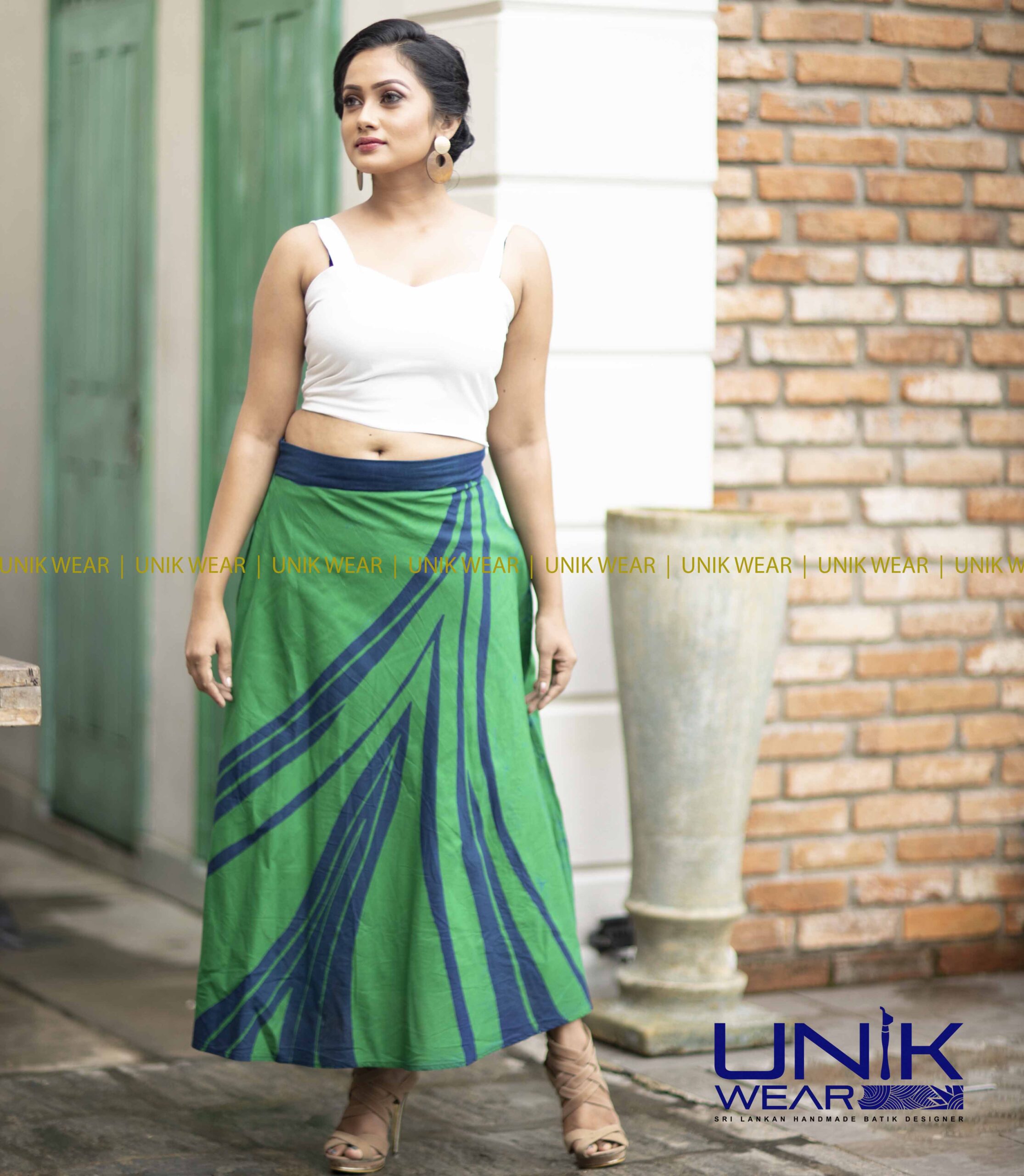 GREEN AND BLUE BATIK SKIRT S003