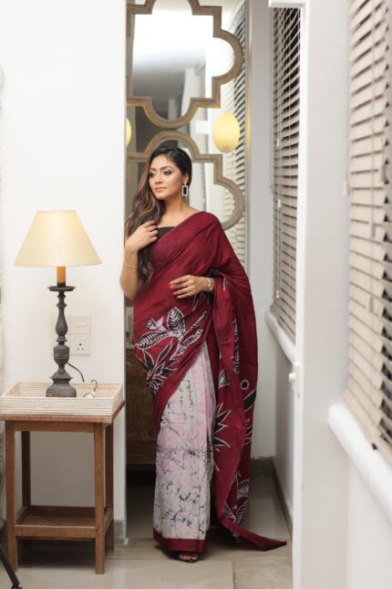 MULTI COLORS SRI LANKAN HANDMADE COTTON BATIK SAREE 2261TC