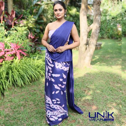 PINK & BLUE COLOR SRI LANKAN HANDMADE MODERN COTTON BATIK SAREE 2325 SV