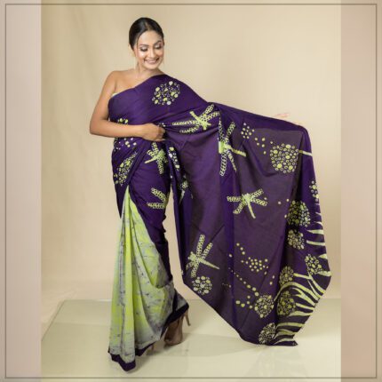 SRI LANKAN HANDMADE MODERN COTTON BATIK SAREE 2342 SV