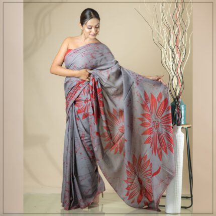 Sri Lankan handmade modern cotton batik saree 2345 SV