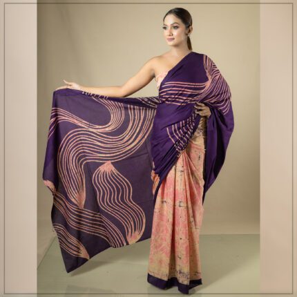 Sri Lankan handmade modern cotton batik saree 2355 SV