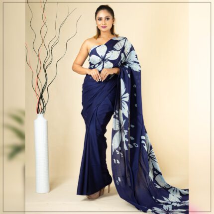 SRI LANKAN HANDMADE MODERN COTTON BATIK SAREE 2359 NV
