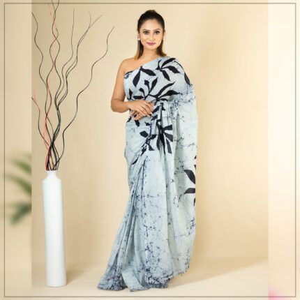 SRI LANKAN HANDMADE MODERN COTTON BATIK SAREE 2361 NV