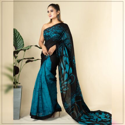 SRI LANKAN HANDMADE MODERN COTTON BATIK SAREE 2363 SV