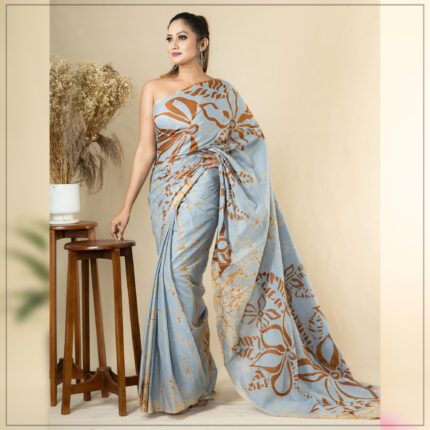 SRI LANKAN HANDMADE MODERN COTTON BATIK SAREE 2367 LV