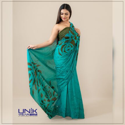 Sri Lankan handmade modern cotton batik saree 2370 SV