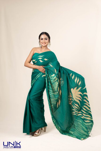 Sri Lankan handmade modern cotton batik saree 23117SV