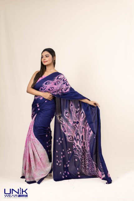 Sri Lankan handmade modern cotton batik saree 23118LV