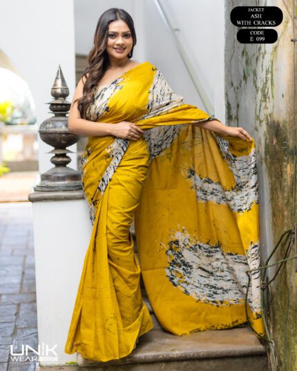Sri Lankan handmade modern premium cotton batik saree E099