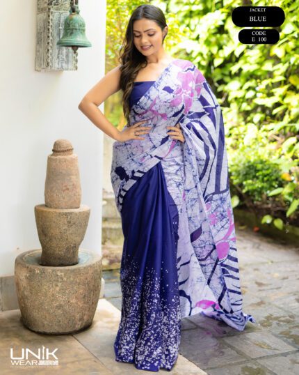 Sri Lankan handmade modern premium cotton batik saree E100