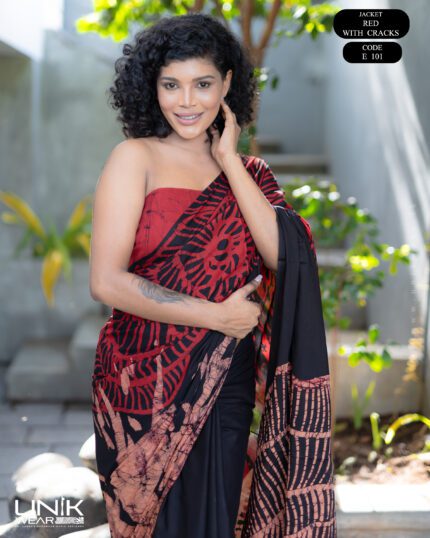 Sri Lankan handmade modern premium cotton batik saree E101 SV
