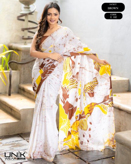 Sri Lankan handmade modern premium cotton batik saree E102
