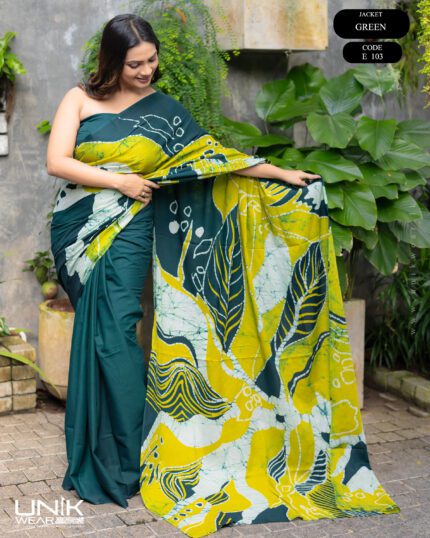 Sri Lankan handmade modern premium cotton batik saree E103