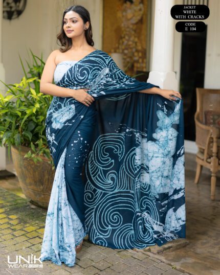 Sri Lankan handmade modern premium cotton batik saree E104