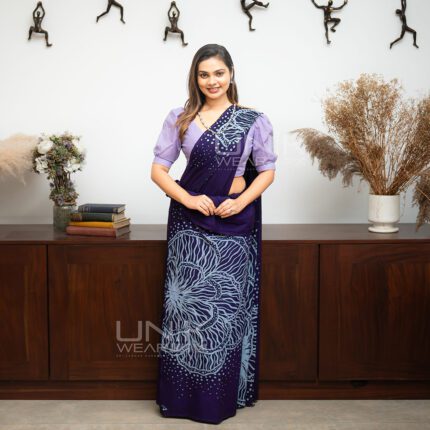 Handcrafted Cotton Batik Saree 2619 - Purple Saree