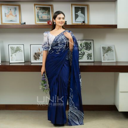 Handcrafted Cotton Batik Saree 25146 - Blue Saree (Limited Stock)