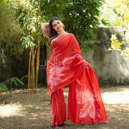 Handcrafted Cotton Batik Saree 2626 - Pink saree