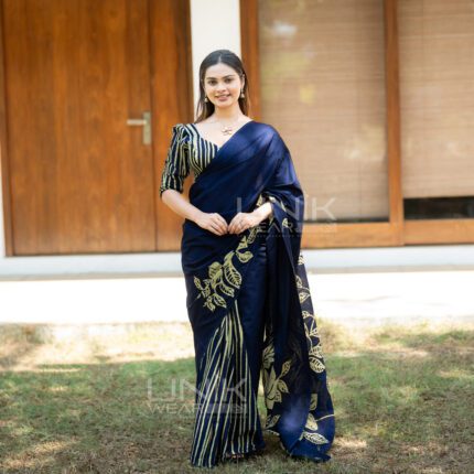 Handcrafted Cotton Batik Saree 2628 - Blue Saree