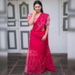 Handcrafted Cotton Batik Saree 24134 - Hot pink saree - Image 2