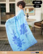 Handcrafted Cotton Batik Saree 24138 - Sky blue and light purple saree - Image 2