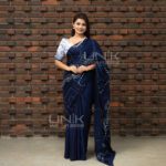Handcrafted Cotton Batik Saree 2634 -Blue saree - Image 2