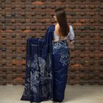 Handcrafted Cotton Batik Saree 2634 -Blue saree - Image 3