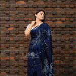 Handcrafted Cotton Batik Saree 2634 -Blue saree - Image 4