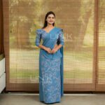 Handcrafted Cotton Batik Saree 2642 - Blue and purple saree