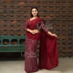 Handcrafted Cotton Batik Saree 2643 - Red Kandyan saree - Image 2