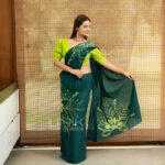 Handcrafted Cotton Batik Saree 2644 - Green saree - Image 4