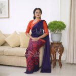Handcrafted Cotton Batik Saree 2002 - Red and blue saree