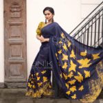 Handcrafted Cotton Batik Saree 2147 - Blue and yellow saree - Image 2