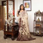 Handcrafted Cotton Batik Saree 2180 - Beige and brown saree - Image 2