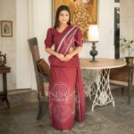 Handcrafted Cotton Batik Saree 24144 - Maroon saree