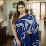 Handcrafted Cotton Batik Saree 2484 - Blue and light ash saree