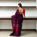 Handcrafted Cotton Batik Saree 2649 - Magenta and Deep Purple Saree - Image 3