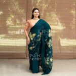 Handcrafted Cotton Batik Saree 2652 - Green and cream color saree