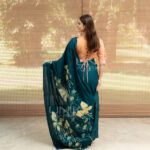 Handcrafted Cotton Batik Saree 2652 - Green and cream color saree - Image 3