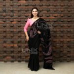 Handcrafted Cotton Batik Saree 2654 - Pink and black saree