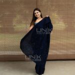 Handcrafted Cotton Batik Saree 2655 - Light blue and dark blue saree - Image 4