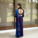 Handcrafted Cotton Batik Saree 2656 -  Blue and purple saree - Image 3
