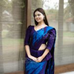 Handcrafted Cotton Batik Saree 2656 -  Blue and purple saree - Image 4