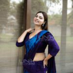 Handcrafted Cotton Batik Saree 2656 -  Blue and purple saree - Image 5