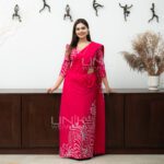 Handcrafted Cotton Batik Saree 2657 -  Hot pink and white saree