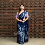 Handcrafted Cotton Batik Saree 2658 - Blue and pastal pink saree
