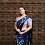 Handcrafted Cotton Batik Saree 2658 - Blue and pastal pink saree - Image 4