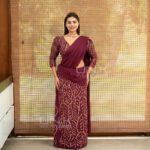 Handcrafted Cotton Batik Saree 2664 -  Maroon and bronze yellow saree